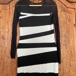 I.N.C. SP black/white striped dress